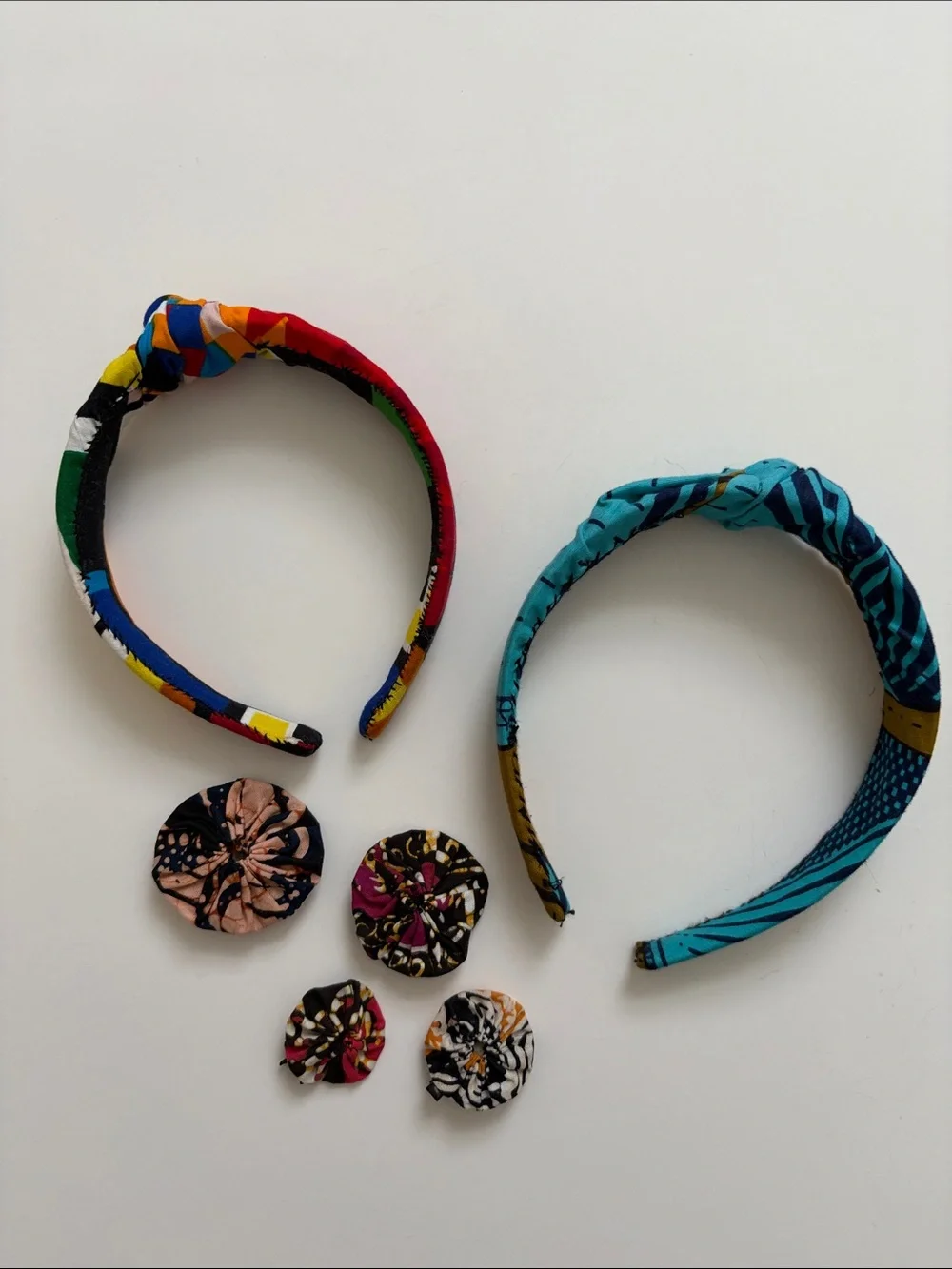 Handmade Colorful Hair Accessories Bundle 4 Barrettes 2 Headbands Girls